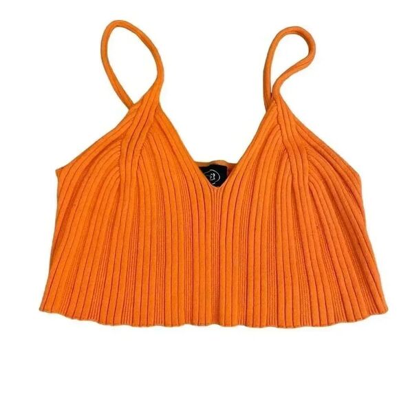 Cider Knit Jersey Women’s Pink & Orange Ribbed V-Neck Cropped Gypsy SZ S # 1117 - Picture 3 of 12